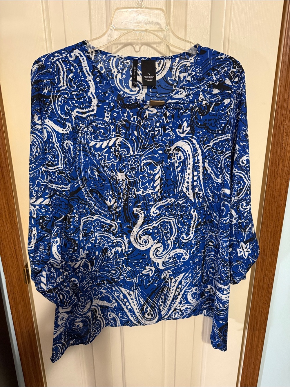 new directions Blue Paisley Long-Sleeve Blouse size PL
